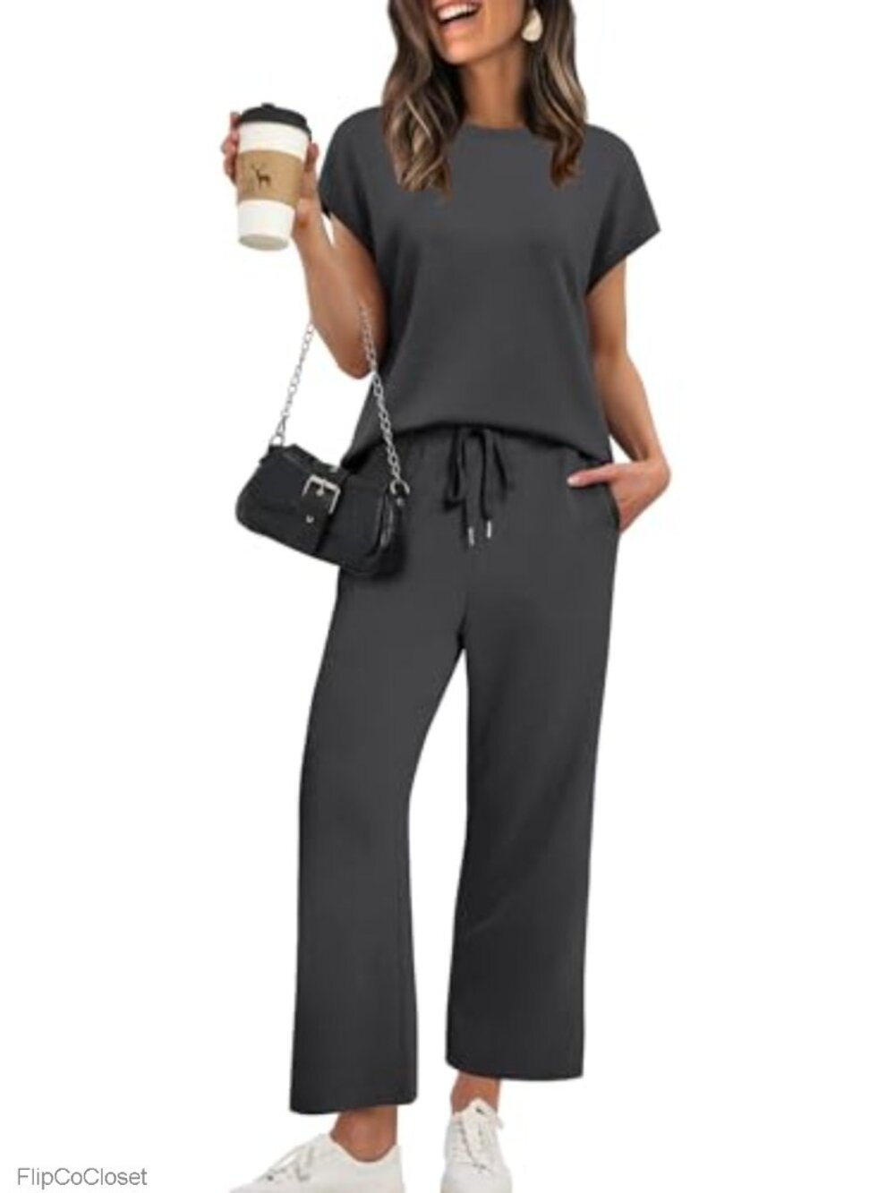 Women's 2 Piece Lounge Set Wide Leg Casual Travel Outfit
